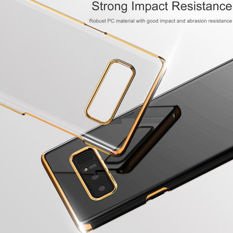 Ốp Lưng Viền Samsung Galaxy Note 8 Hiệu Baseus có thiết kế mặt lưng trong suốt hoàn toàn lộ nguyên bản mặt lưng của máy đẹp và sang hơn khi điểm nhấn là lớp viền màu bóng sắc sảo.